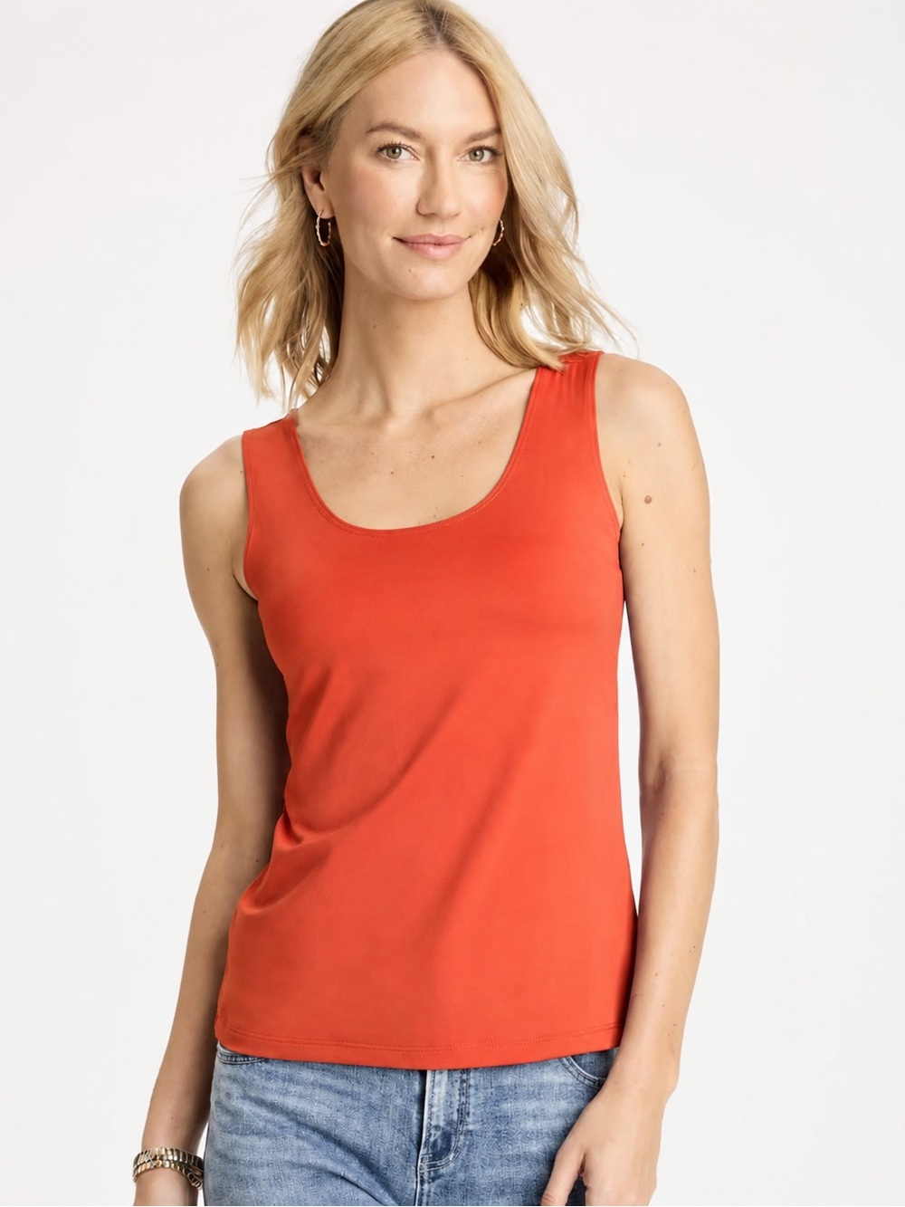 🆕 CHICO’S Microfiber Tank Top Orange Tango NWT Chico's 3 Women’s XL